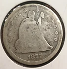 1877 Seated Liberty Silver Quarter 25c 90% Silver