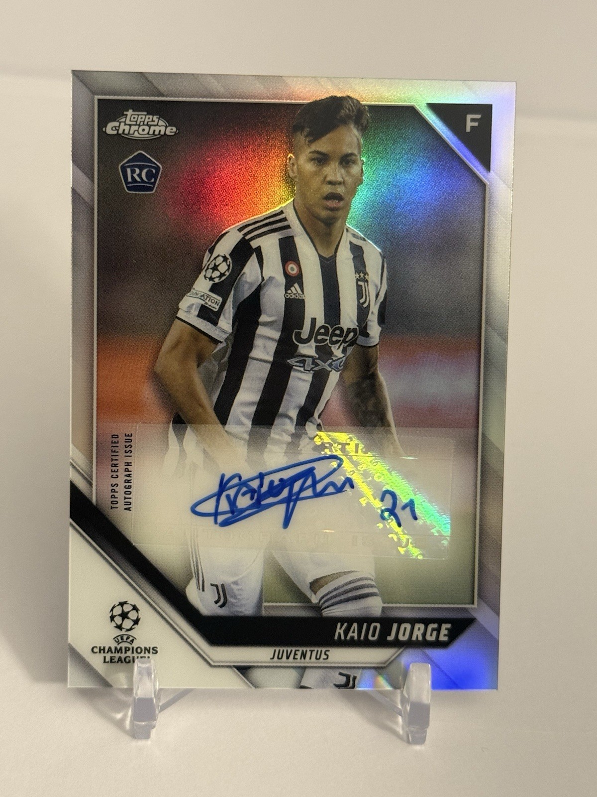 KAIO JORGE 2021-22 Topps Chrome UCL Rookie Refractor Auto #CA-KJ Cruzeiro/Brazil view 1