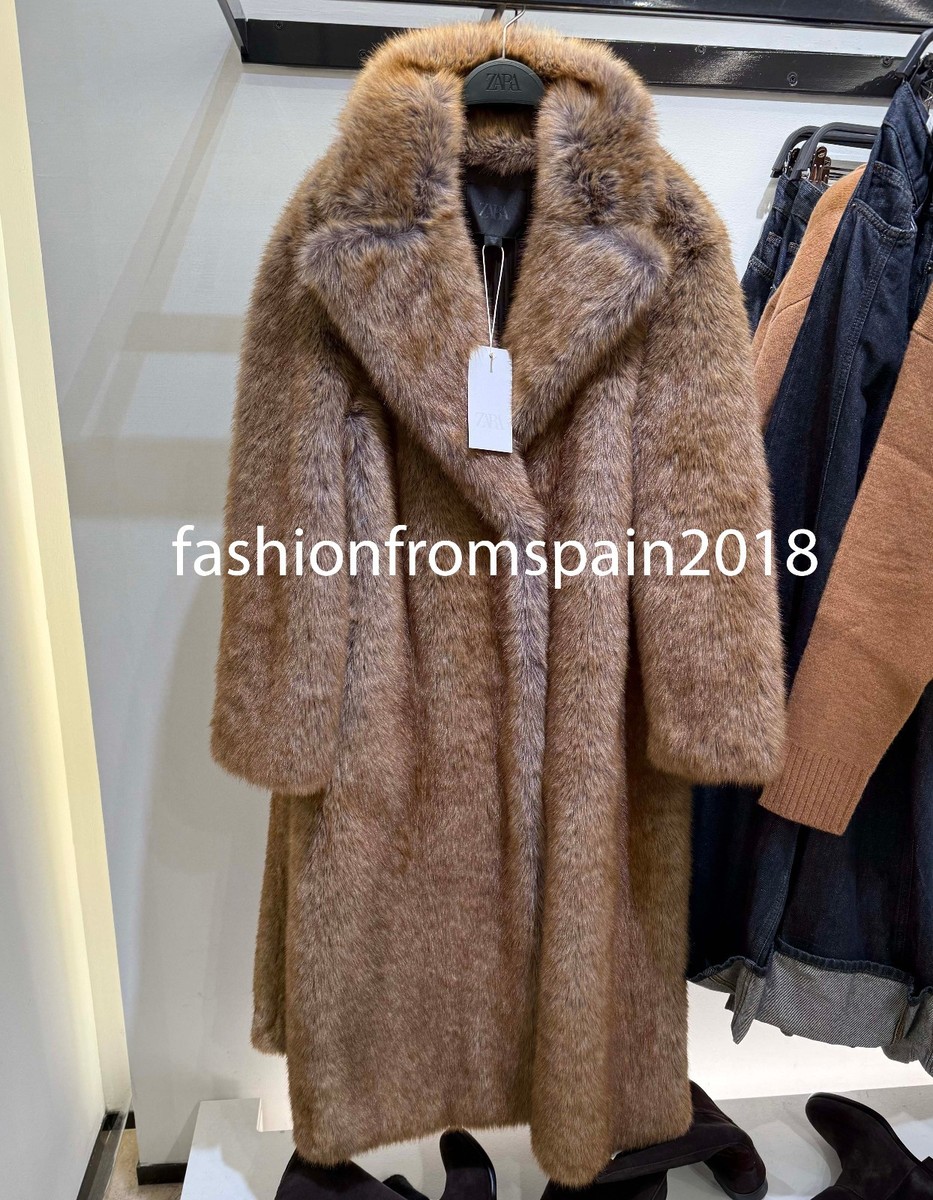ZARA NEW WOMAN FAUX FUR COAT ZW COLL LIMITED EDITION BRONZE S,M,L