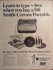 Smith-Corona Portables Vintage 1968 Folio Portable Typing Print Ad