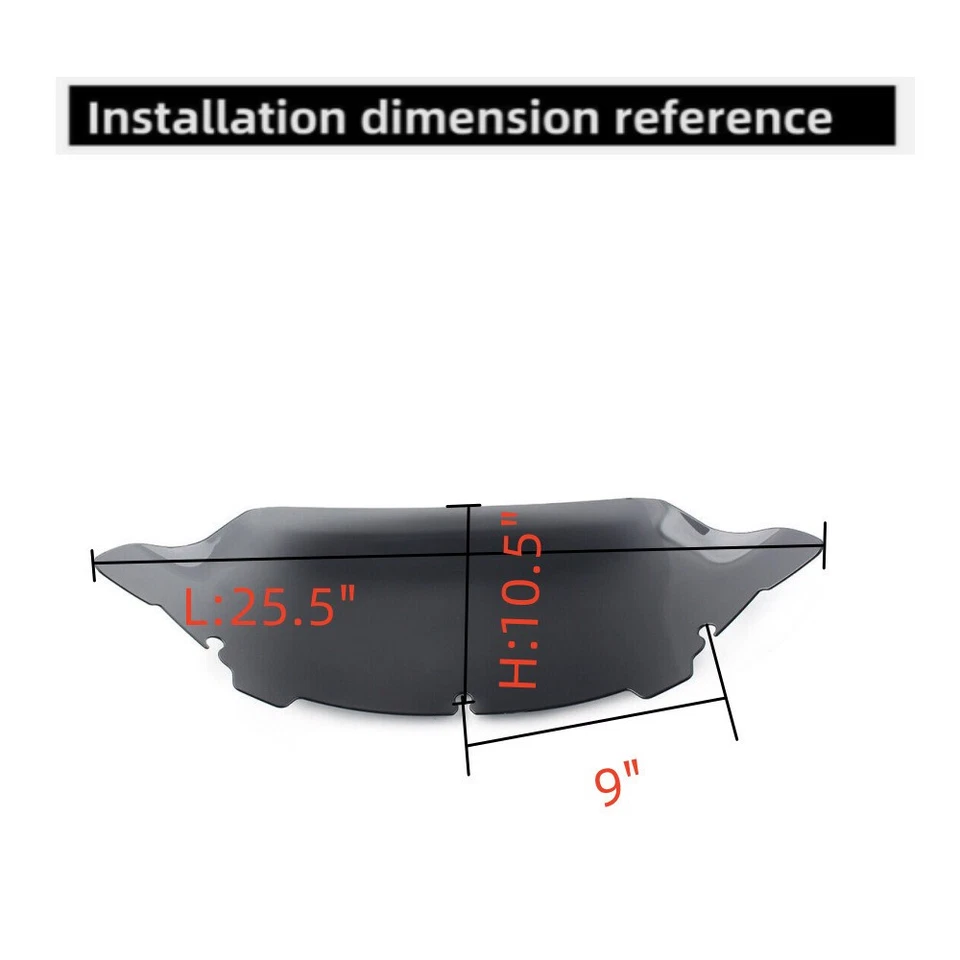 10.5" Wave Smoke Windshield Windscreen For Harley Touring Street Glide 2014-UP - Image 2 of 4