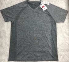 UNIQLO Dry-Ex SS Athletic Fitness V-Neck Mesh T-Shirt Men's S GRAY  NWT 