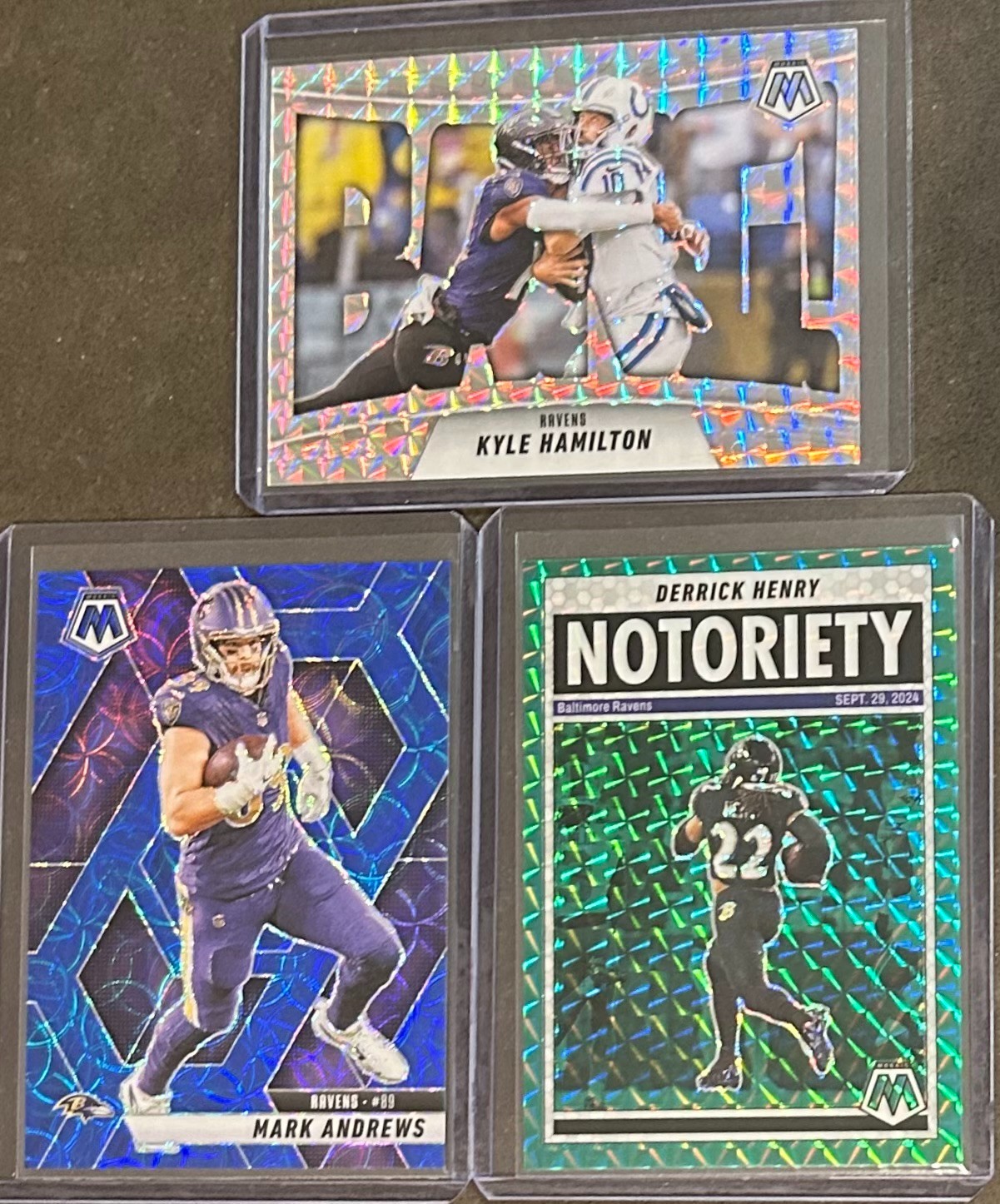 2025 Panini Mosaic Football Baltimore Ravens 3 Card Inserts/Parallel Trading Lot