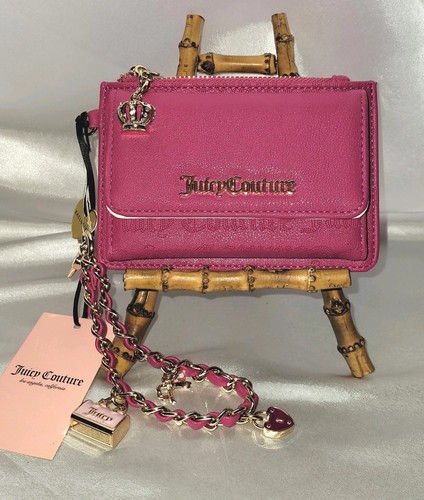 Juicy Couture Pink Princess Charm Wristlet W/Dual Fold ID Window Top Zip Logo - Picture 4 of 6