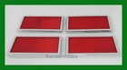 Red Stick-on Reflectors with Chrome Bezel Truck RV 3-1/2" Rectangular -Set of 4