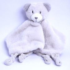 Kelly Baby Collection Grey Bear Rattle Knotted Corners Lovey Security Blanket
