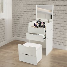 3 Drawers Vanity Desk Vanity Desk W/Makeup Stool Max 220lbs Makeup Vanity Table