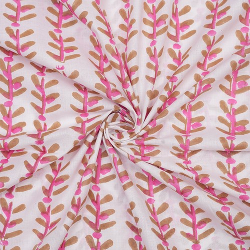 By 1 Yard Hand Block Print Handmade Cotton Indian Natural Sanganeri Print Fabric - Picture 6 of 7