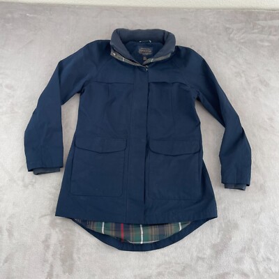 Pendleton Rain Jacket Coat Women Medium Navy Blue Full Zip Hooded Waterproof