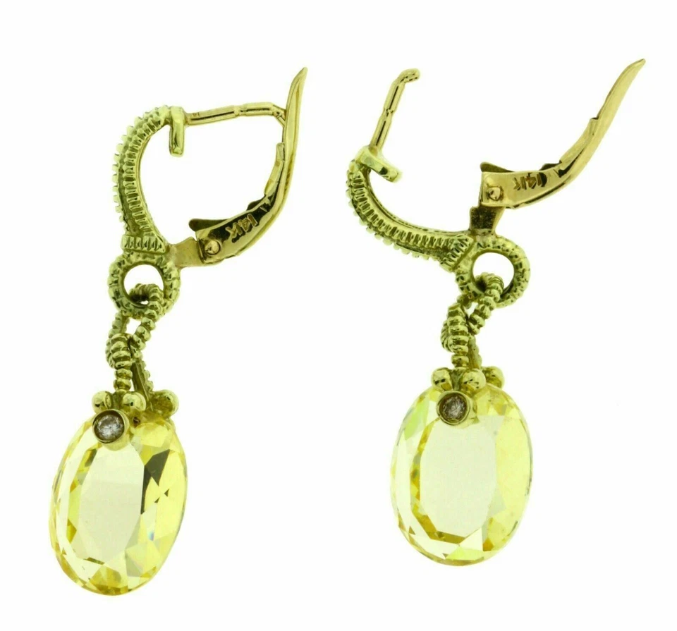 Judith Ripka Diamond & Canary Quartz Earrings In 18K Yellow Gold - Image 2 of 2