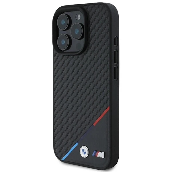 Phone Case iPhone 16 Pro BMW Tricolor Carbon Look Black MagSafe