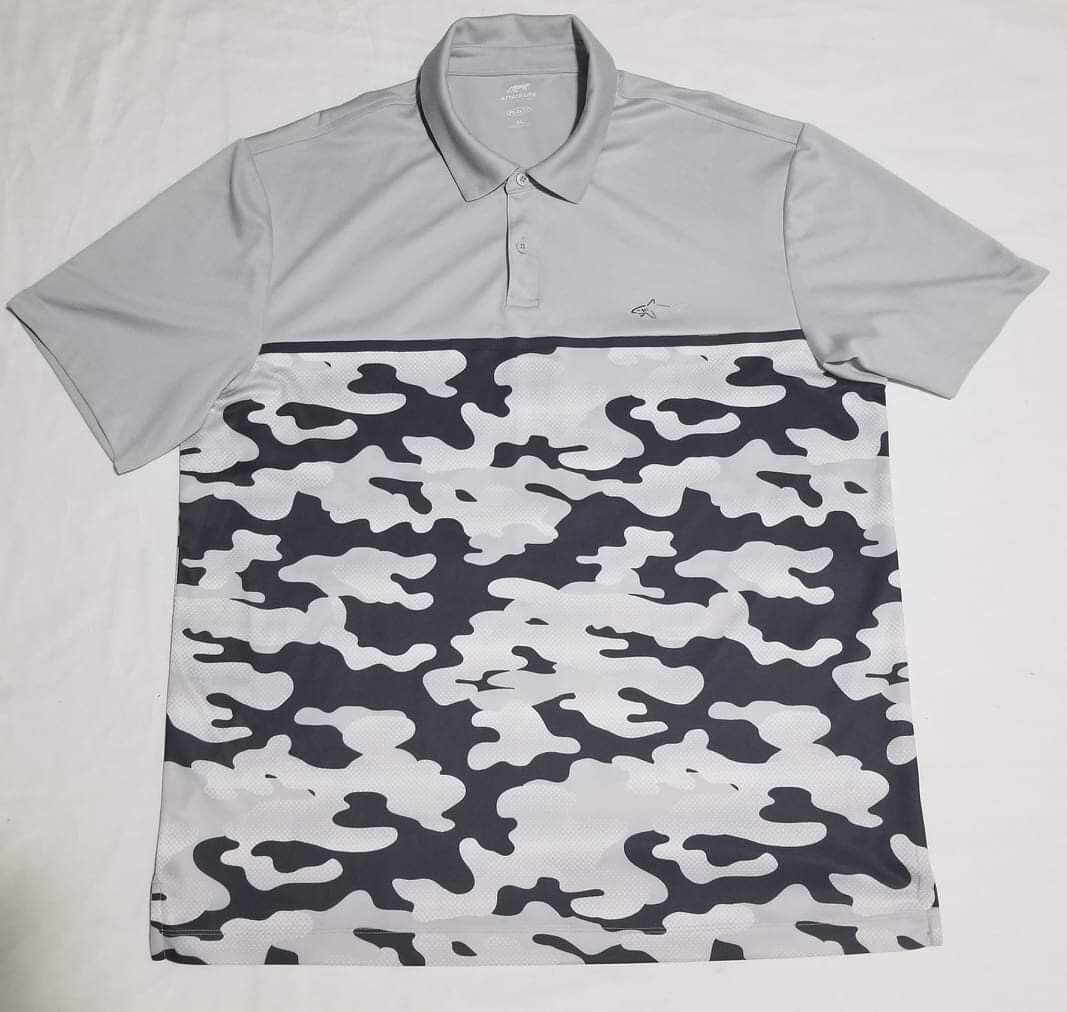 Attack Life Greg Norman Mens Golf Polo Shirt gray military Play