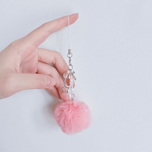Pompoms Keychain Bag Pendant Phone Lanyard Hollow Pentagrams Phone Chain Keyring - Afbeelding 6 van 8