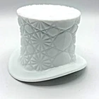 Vintage Fenton White Milk Glass Top Hat Vase Planter Candy Trinket Daisy Button