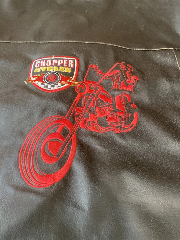 Chaqueta de cuero para moto de cuartel general para niños talla 6 bordada Foto 2 de 4