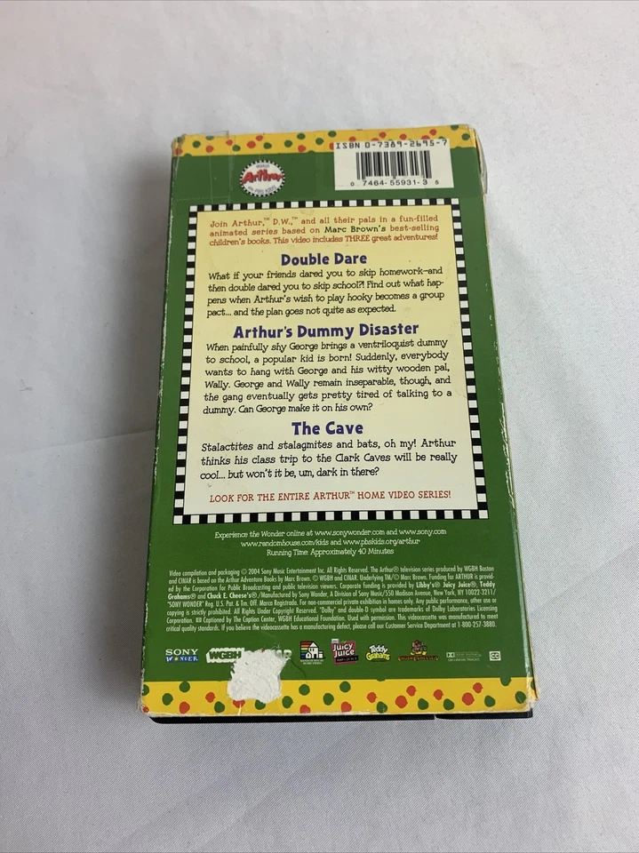 Rare Vintage Arthur's Double Dare-3 Great Adventures (VHS 2004) Foto 3 de 3
