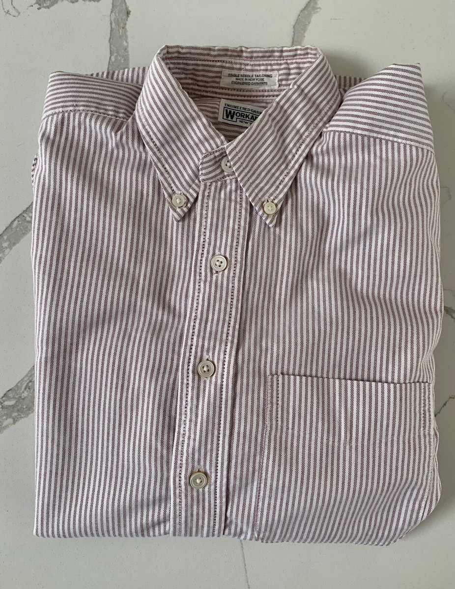 Engineered Garments Workaday Men's Shirt, Sz XS, Mauve Stripe 100