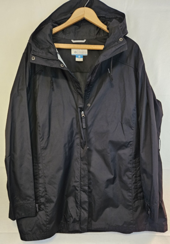 Columbia Windbreaker Jacket Women's 2X Black Hooded Lightweight Full Zip Vented