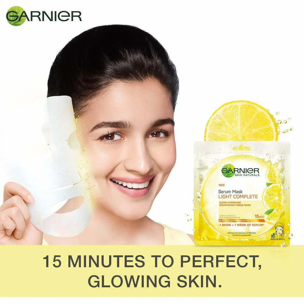 Metode afsnit Alternativ Garnier Skin Naturals, Light Complete, Face Serum Sheet Mask (Yellow) pack  of 6 | eBay