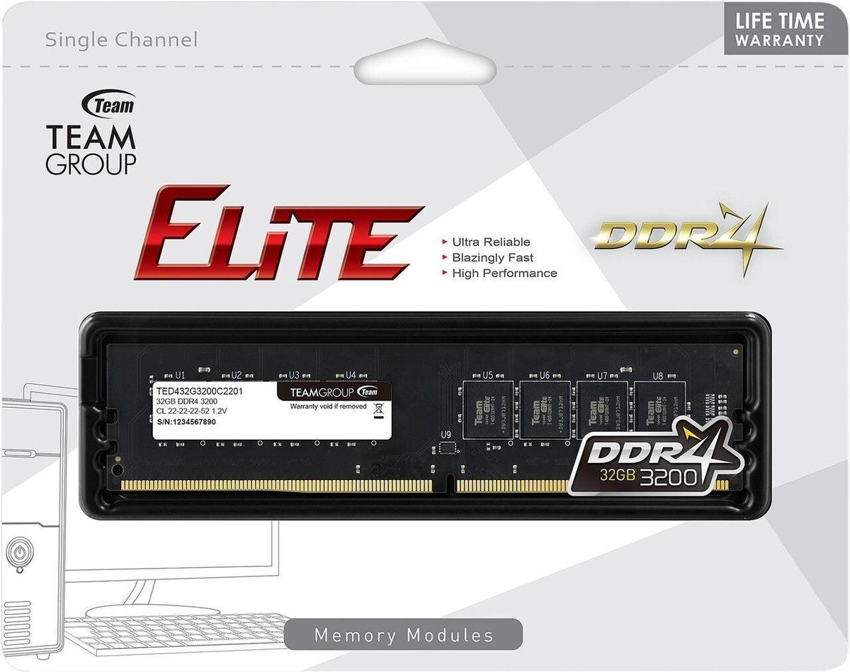 Team Group 32 GB ELITE memory module DDR4 3200 MHz Model 