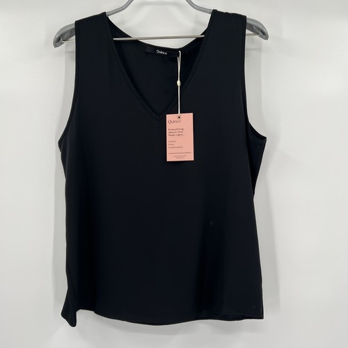 Quince Women's Black Silk Tank Top Washable Stretch Sleeveless sz XL