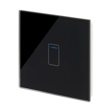 Retrotouch 1 Gang 2 Way Black Glass Touch Dimmer Switch 01432