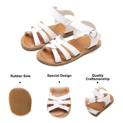 Toddler Girl White Sandals Size 7 - Little Girl Easter Summer Dress Shoes Lig... - Picture 4 of 5