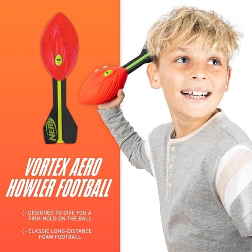 NERF Vortex Aero Howler Foam Football - NERF Soft Vortex Football for Long-Di... - Picture 4 of 10