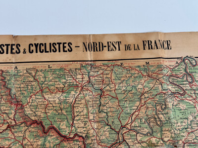 RARE early 1900's Bicycle Carte Routiere MAP Paris France