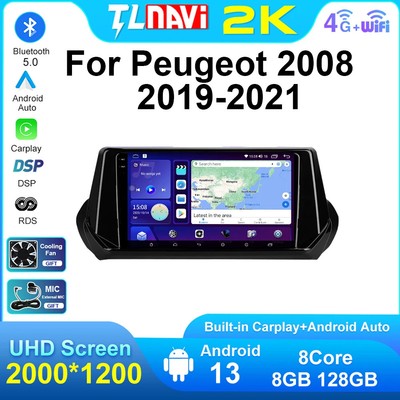 8Core Android Auto Carplay Multimedia Player GPS Navi For Peugeot 2008 2019-2021