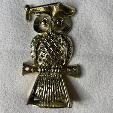 Vintage Torino Owl Earring Holder Gold Tone Pierced Earring Holder Stand 70s 4P