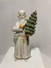 Vintage Enesco 1987 The Gifted Line White Robe Belsnickle Santa Figurine Korea