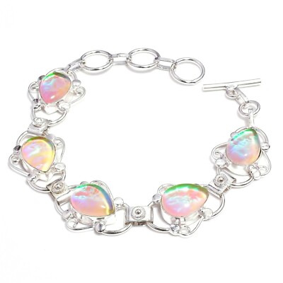 Triplett Opal Edelstein Handarbeit 925 Sterlingsilber Schmuck Armband Größe 7...