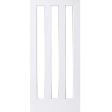 White Aston pocket door system clear or frosted white primed door and track set