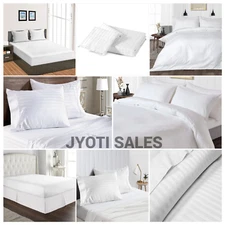 100% Cotton 800 Thread Count White Stripe Select Sheets OR Duvet Covers