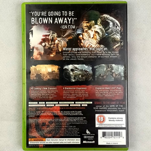 Gears Of War 2  Xbox 360 Manual Included & Clean CD PAL - Picture 2 of 3