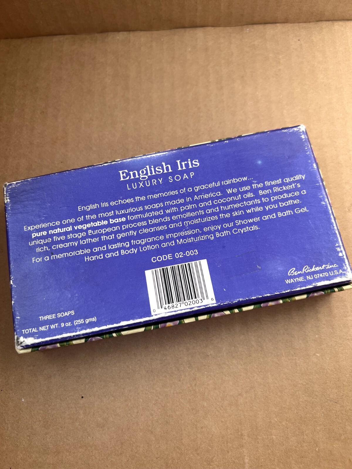 Ship from USA Vintage English Iris three LUXURY SOAP total 9 oz. Ben Rickertina