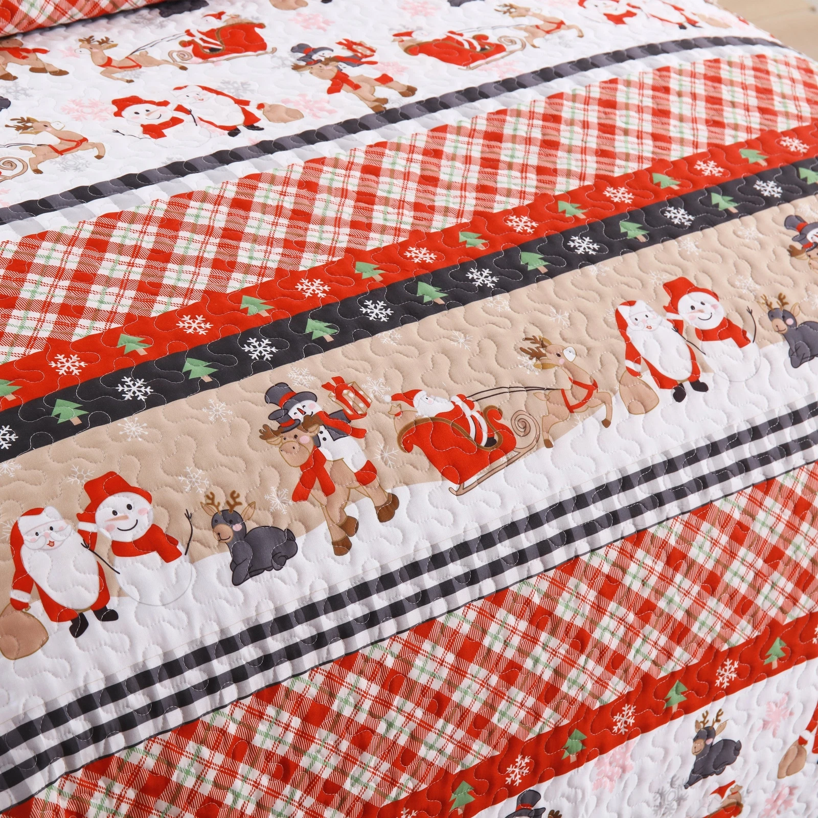 Christmas Plaid Sleigh Bedding Set | Christmas Gift | Christmas Decor