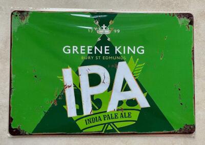 GREENE KING IPA PALE ALE BIER METALLPLAKETTE SCHILD BAR PUB MANN HÖHLE GARAGE 20 x 30 