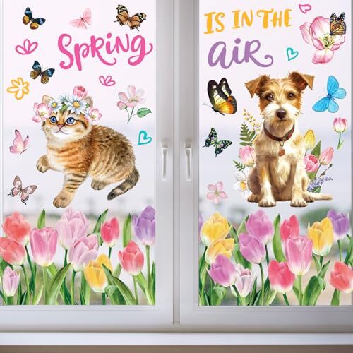 9 Sheets Colorful Flower Window Clings Iris Floral Bird Glass Sticker Cute A - Picture 3 of 7