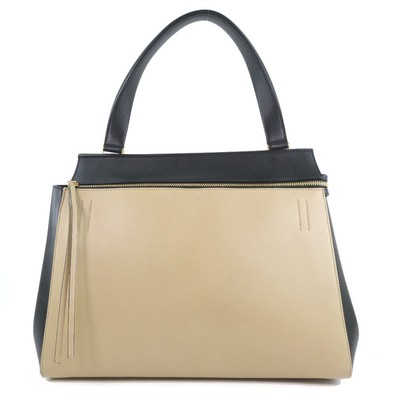 CELINE Edge Handbag 172613 medium beige/black Calfskin Women