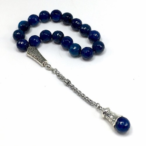 Cuentas relajantes para aliviar el estrés cuentas de oración, cuentas de preocupación-12 mm-17 cuentas de ágata azul - Imagen 9 de 9