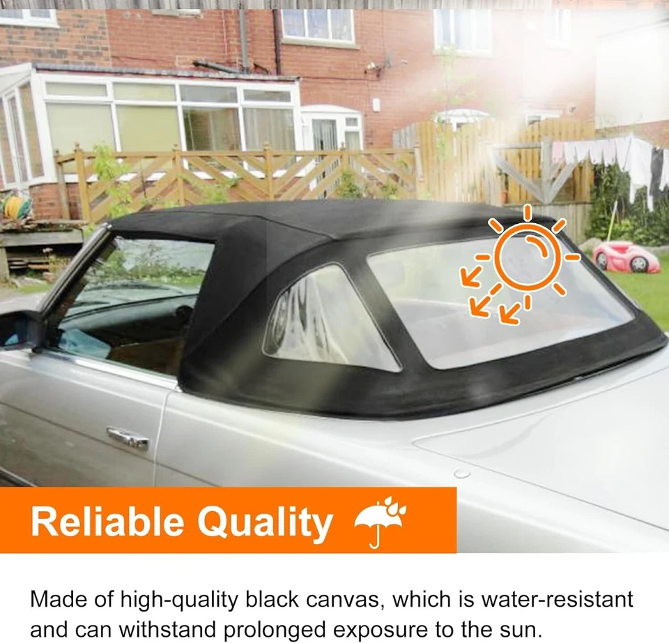 Tapa blanda convertible negra con ventana de plástico transparente para R107 380SL 450SL 560SL Foto 4 de 4