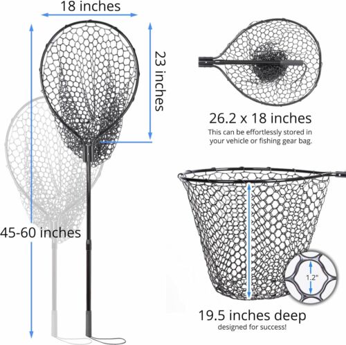 High Strength Large Landing Net - Telescoping Fishing Net with 2 Section Long - Picture 4 of 5