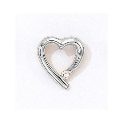 14K Weißgold Diamant Herz Anhänger mit 18'' Kette