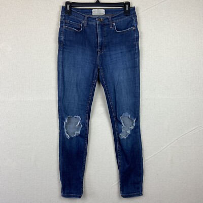 Free People Jeans Womens 27 Blue Skinny Distressed Stretch Casual Destroyed
