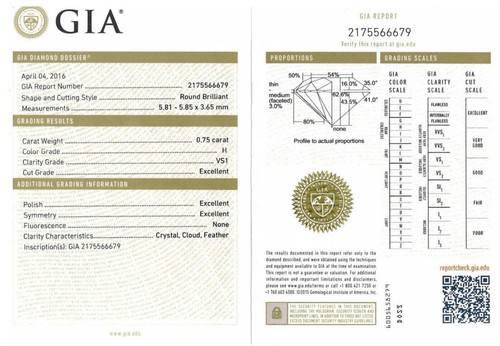 .75 ct Round 18K White Gold Diamond Engagement Ring in GIA Triple Excellent Cut - Picture 9 of 9