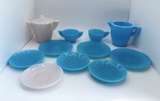 Akro Agate Children s Dishes 12 Pieces Blue Pink 1930s 1940s One Chip Vintage
