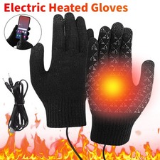 Electric USB Heated Gloves Skiing Full Finger Thermal Warm Windproof Plug  Play