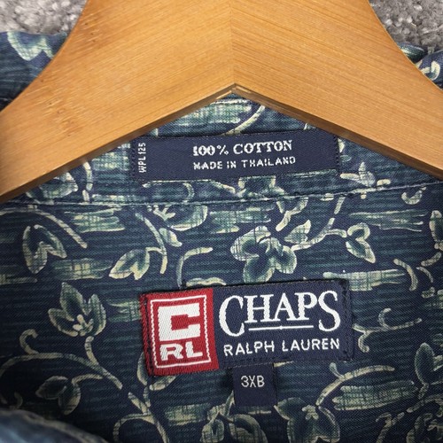 VTG Chaps Ralph Lauren Men's 3XB Button Shirt Short Sleeve Floral Geometric AOP - Picture 3 of 8